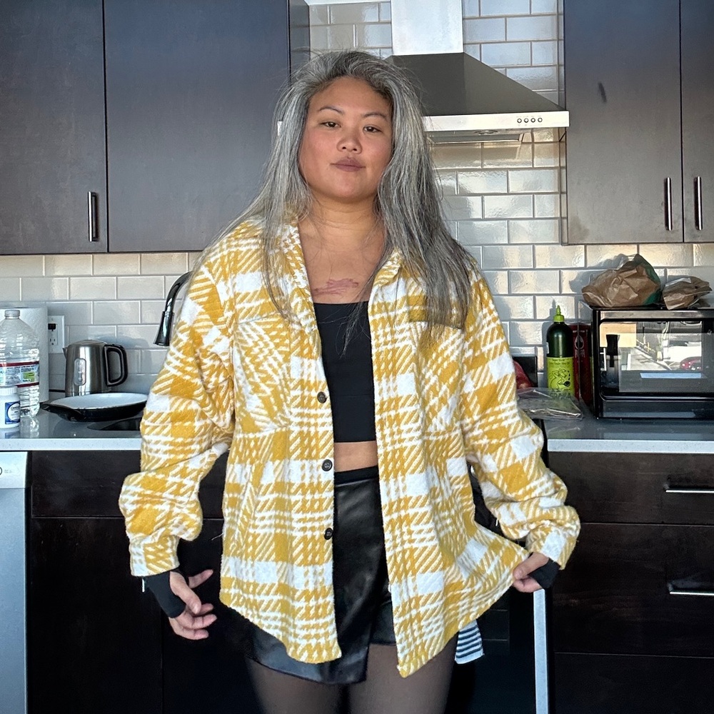 EPTM yellow houndstooth shacket M